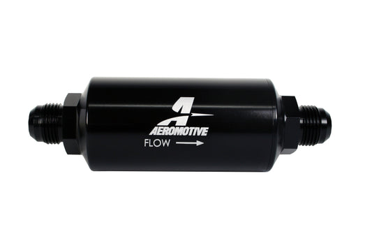 Aeromotive In-Line Filter - (AN -10 Male) 40 Micron Stainless Mesh Element Bright Dip Black Finish